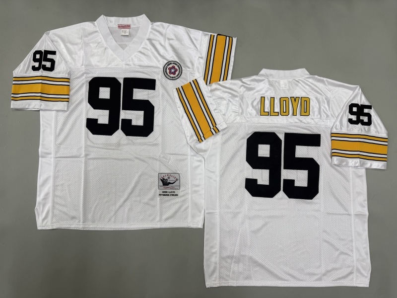 Men 2025 Pittsburgh Steelers #95 Loyd white Throwback Limited NFL Jersey style 002